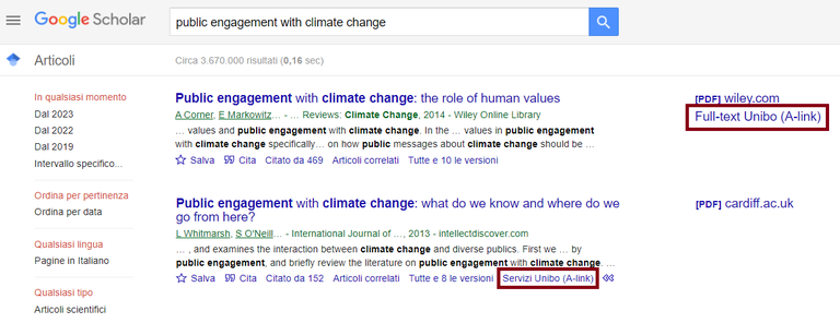 A-link: ricerca su Google Scholar